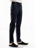 Plain-Navy Blue, Lycra Cotton, Chino Stretch, Casual Trouser