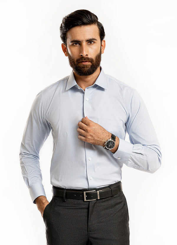 Melange-Blue, Cotton Rich Charlie Formal Shirt