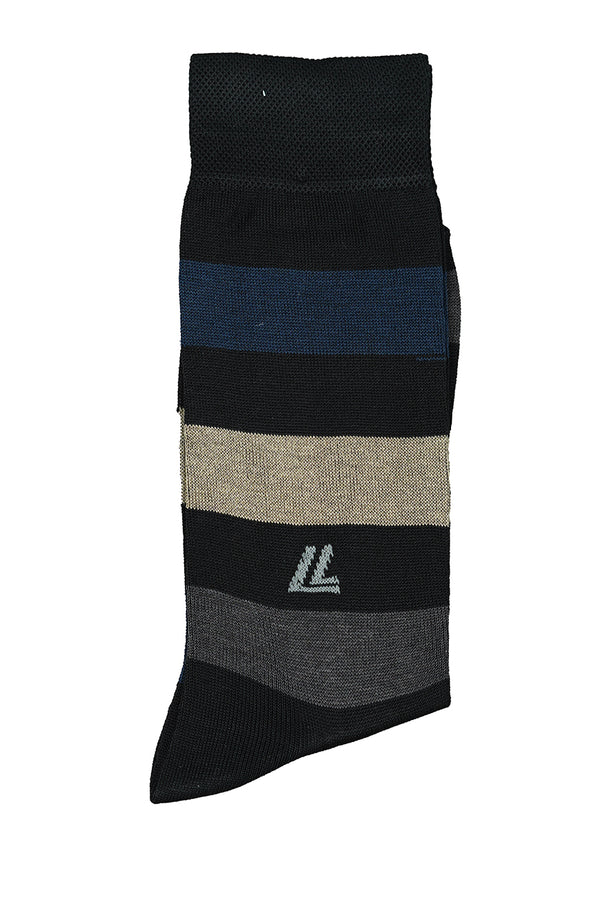 Men's Black Chalk Stripe Cotton Socks - Classic & Soft