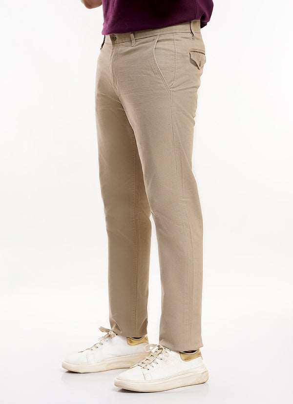 Fawn Plain Cotton Stretch Chino Trouser