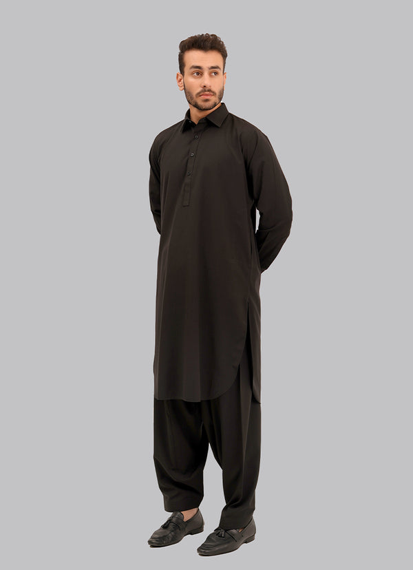 Shalwar Kameez - Kashghar Black Textured