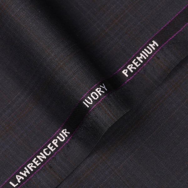 Big Checks-Dark Grey, Ivory Premium Wool Rich Suiting Fabric