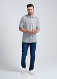 Grey Combed Cotton Regular Fit Polo Shirt