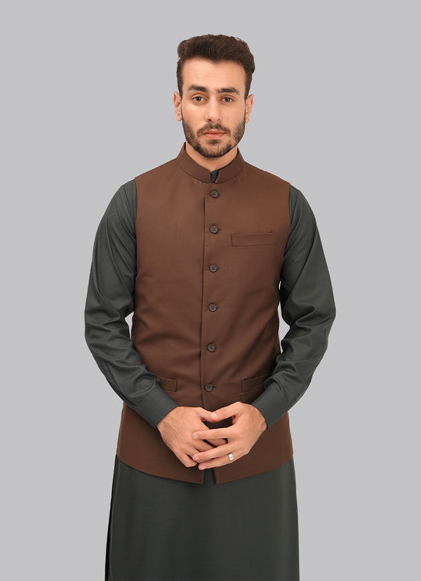 Plain Chocolate Brown Waist Coat