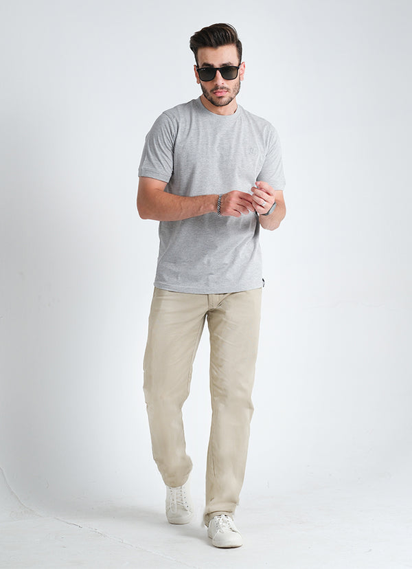 Gray Plain 100% Cotton Basic Tee