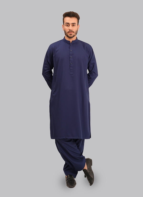 Shalwar Kameez - Zhob Navy Blue Plain