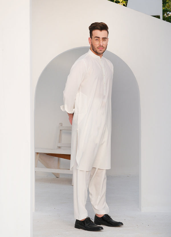 Plain White Heaven Egyptian Cotton Shalwar Kameez