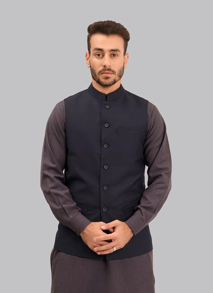Navy Blue Waistcoat – Tailored Formal Vest for Men in Pakistan