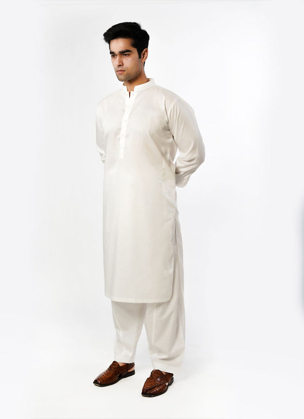 Plain Off White Hi-End Egyptian Cotton Shalwar Kameez