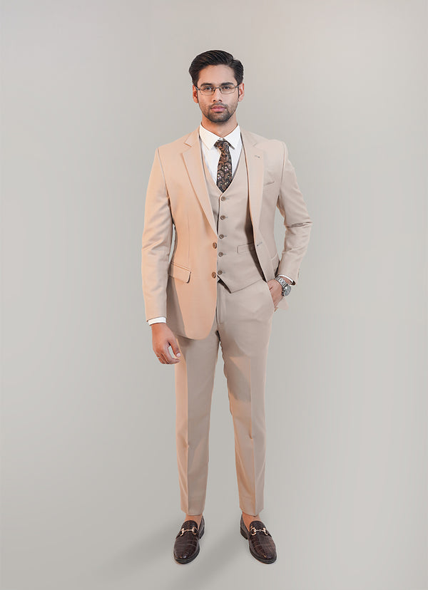 Tropical Exclusive Brown Plain 3-Piece Suit