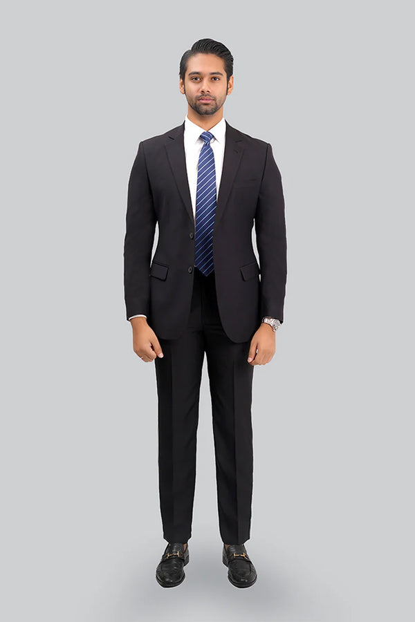 Black Plain 2-Piece Suit – Men’s Premium Formal Attire