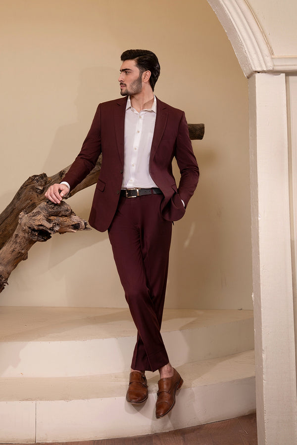 Tropical Exclusive Maroon Plain 2-Piece Suit