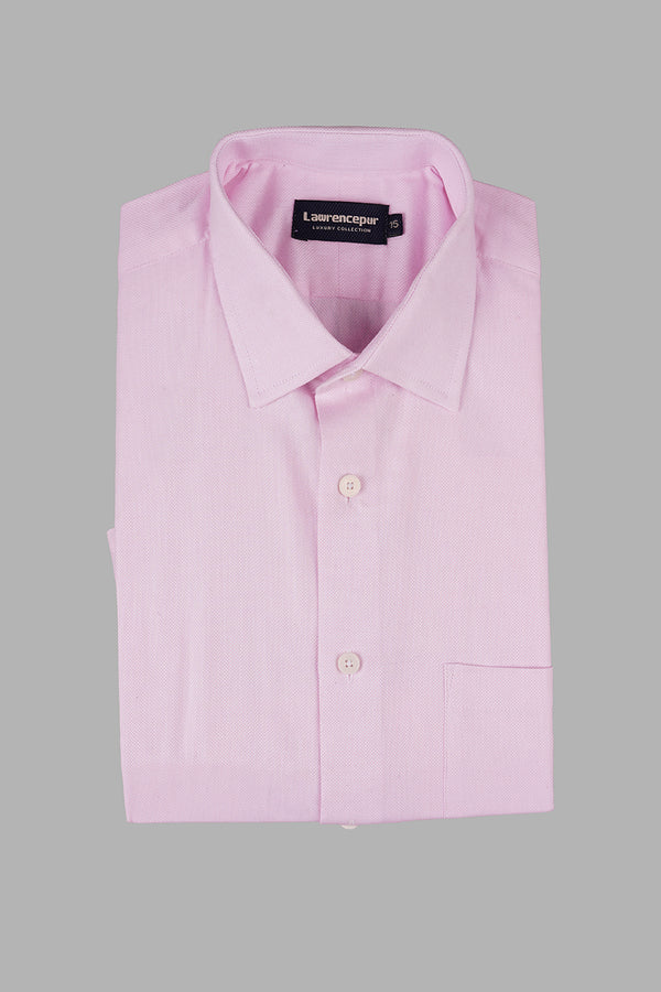Light Pink Dobby-Textured Bravo Regular Fit Formal Shirt