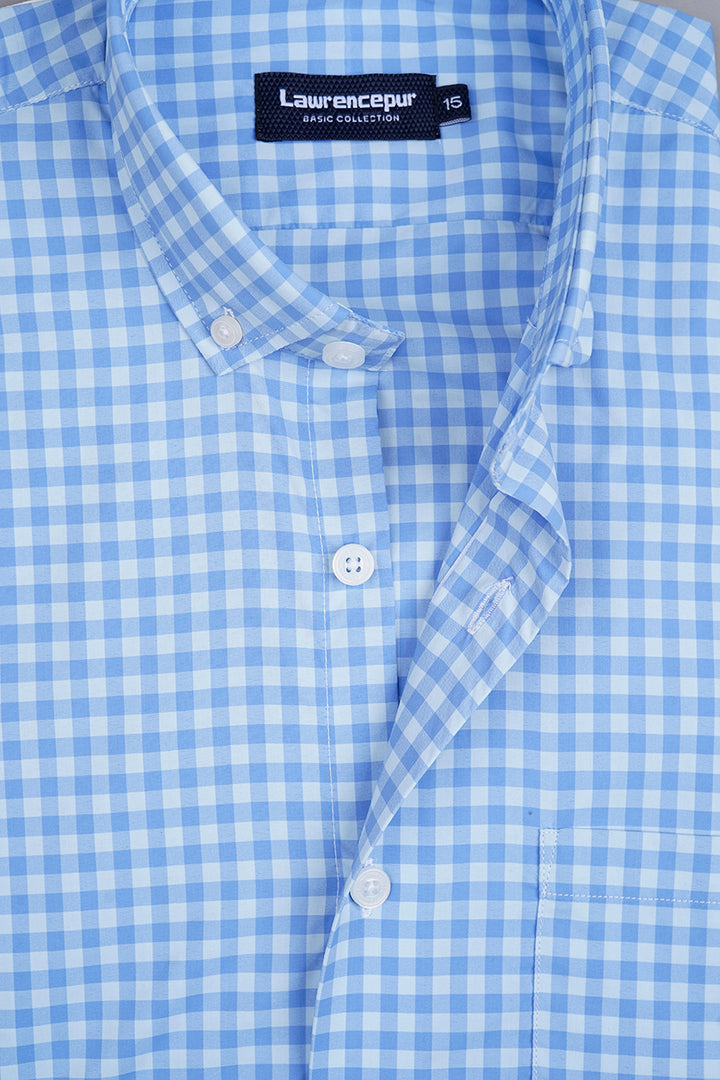 Blue Plaid Shirt Side View – All-Season Comfort