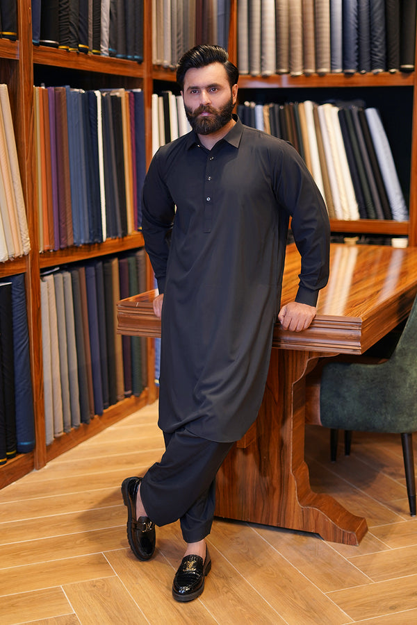 Shalwar Kameez - Kunhaar Black Plain