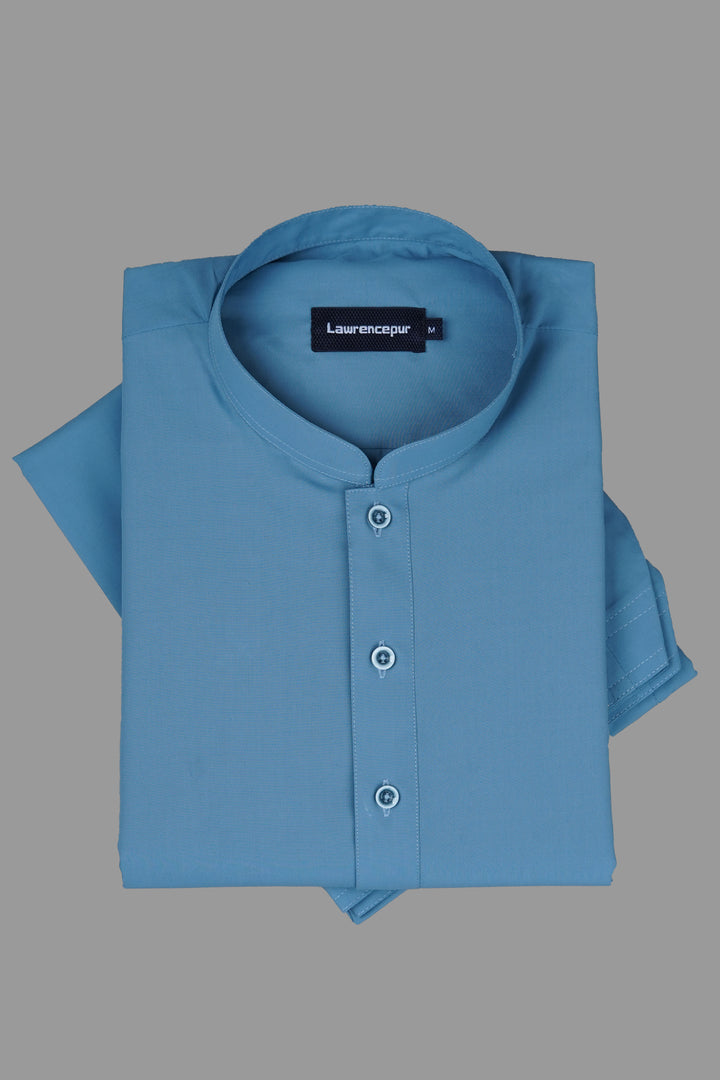 Men's bluish zinc Satpara shalwar kameez in plain polyviscose  classic design
