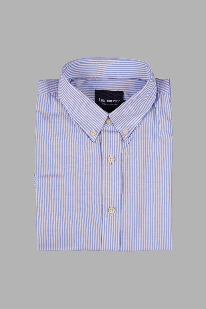 Velvet Ocean Blue Striped Casual Shirt by Lawrencepur