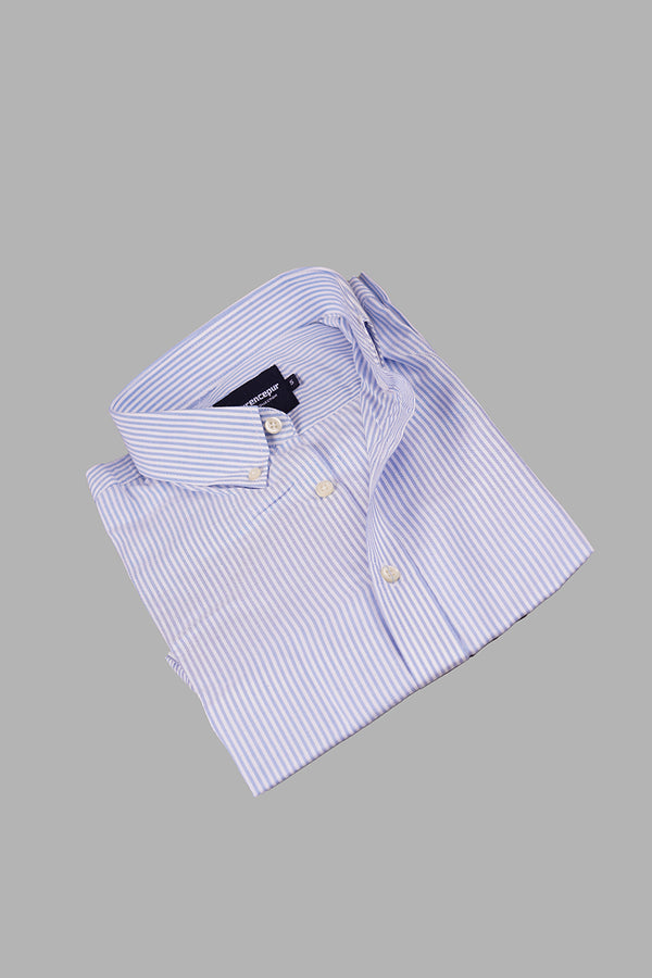 Velvet Ocean Blue Striped Casual Shirt by Lawrencepur