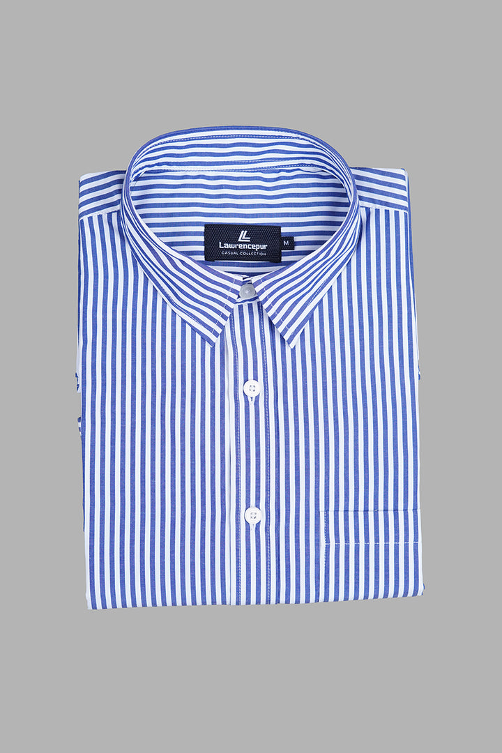 Navy Blue Striped Shirt – Men’s Classic Cotton Wear