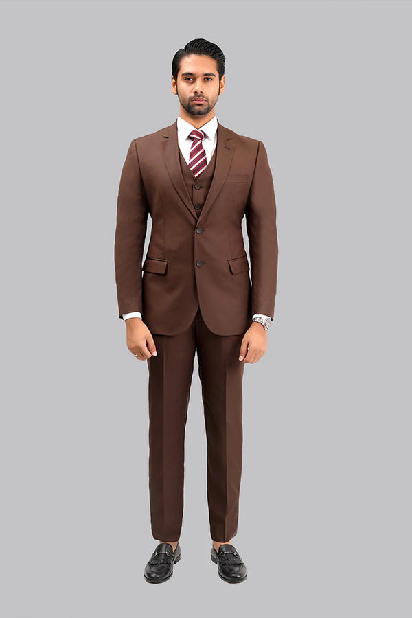 Chocolate Brown Plain 3-Piece Suit
