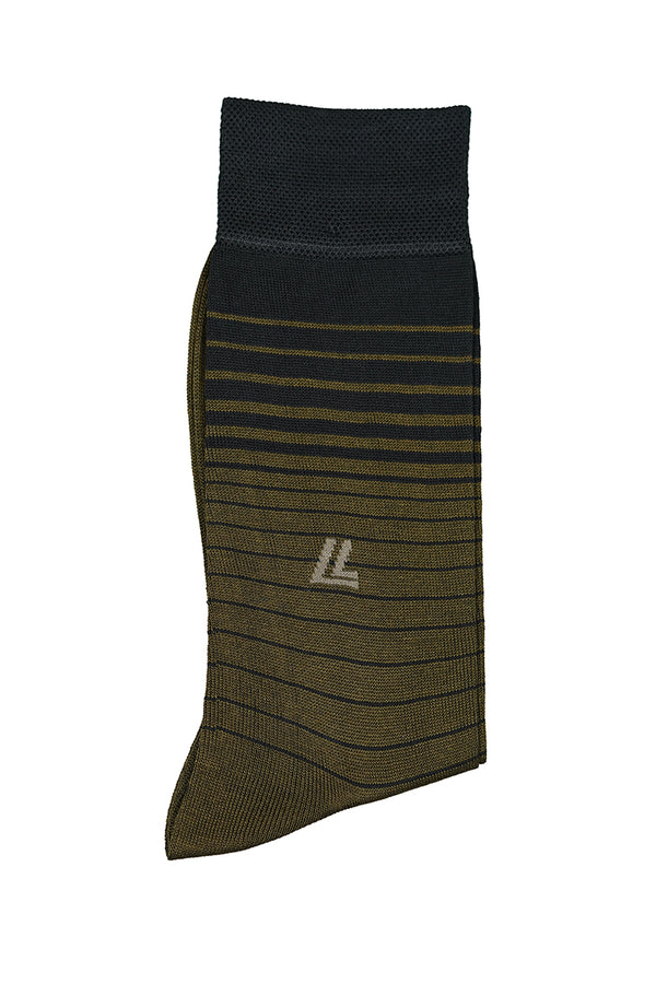Men's Brown Striped Cotton Socks - Classic & Soft