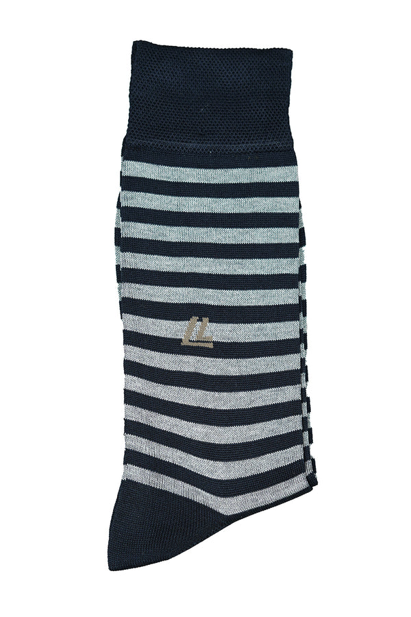 Mercerized cotton socks with classic black and white stripes – formal and casual wear