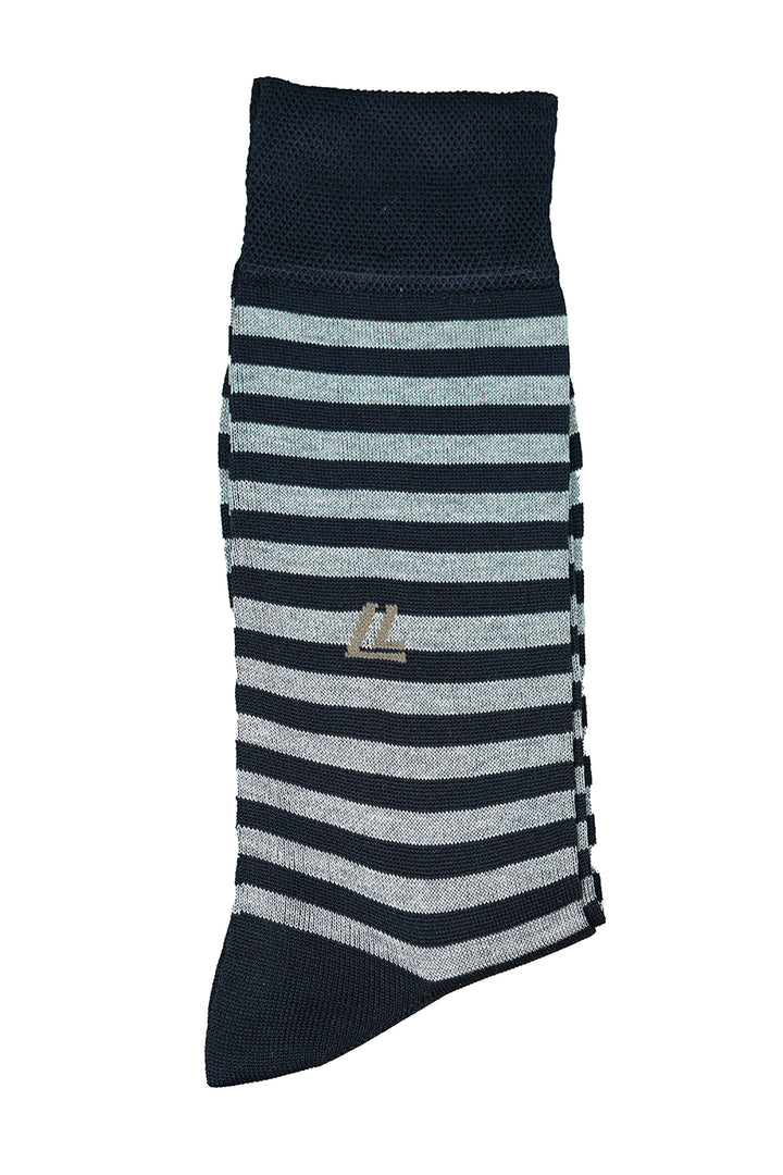 Mercerized cotton socks with classic black and white stripes – formal and casual wear