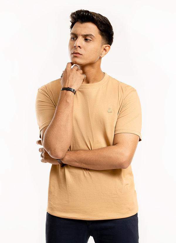 Plain-Light Brown, 100% Cotton Basic Tee