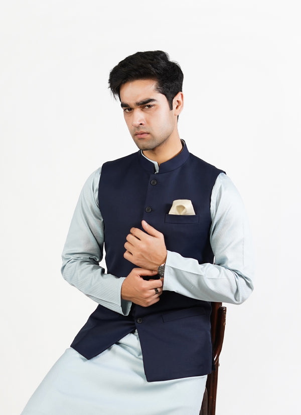 Plain Navy Blue Tropical Exclusive Classic Waist Coat