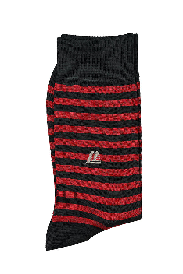 Black socks with red stripes in soft mercerized cotton – bold everyday style