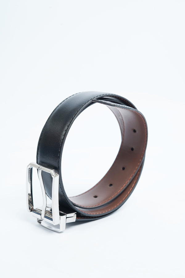 Double-Sided Leather Belt –  Black & Brown Reversible