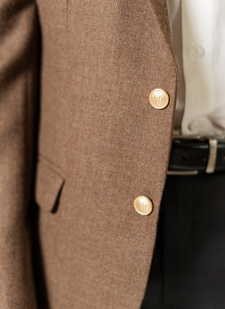 Camel Tweed Blazer - Self textured classic men's wear