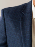 Windowpane Checks Blue Worsted Tweed, Classic Blazer
