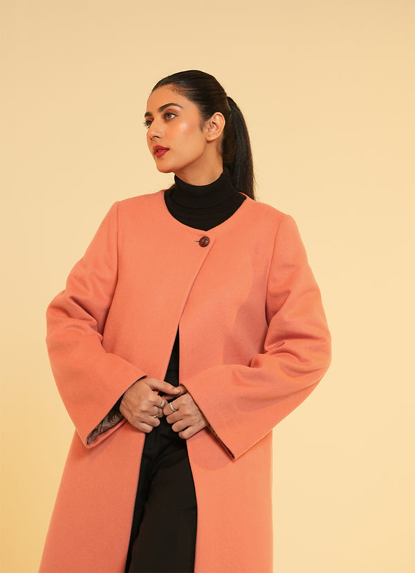 2790-22512-100-0-001 L-Ladies Long Coat PV Jacketing Fabric Poly Viscose Orange IMP 4