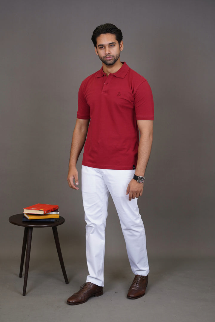 Maroon Polo Outfit Men Casual Polo Red Polo Shirt Outfit Men Soft