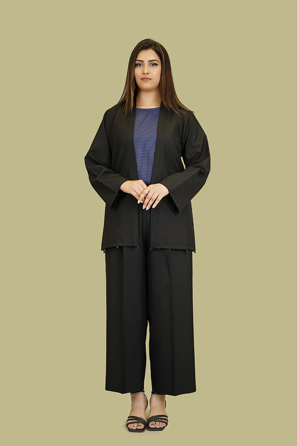 Women's Lyla Stitched Winter Two Piece Suit - Black Plain