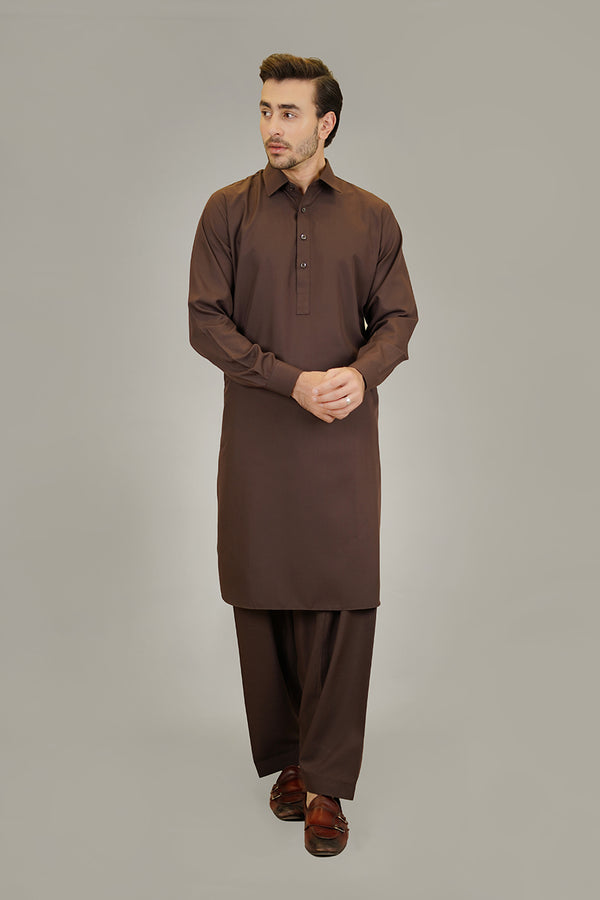 Shalwar Kameez - Baltoro Chocolate Brown Plain