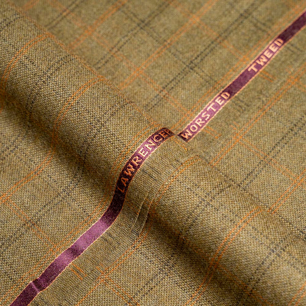 Windowpane Checks, Golden Brown, Wool Rich, Worsted Tweed Blazer Fabric