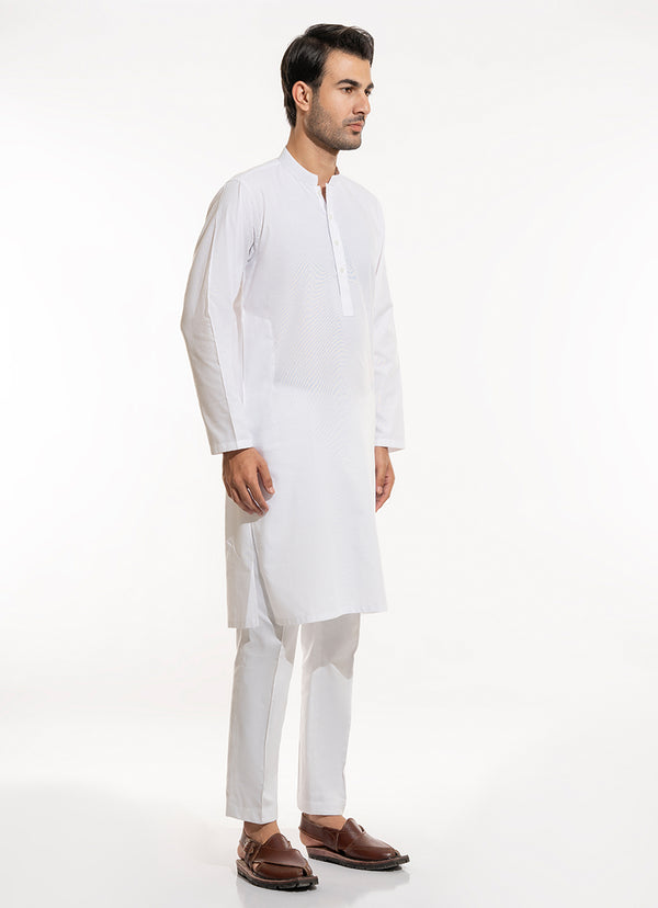 Kurta - Alpha White Self Textured