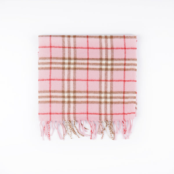 Scarf - Wool Cashmere Red & Pink Checks