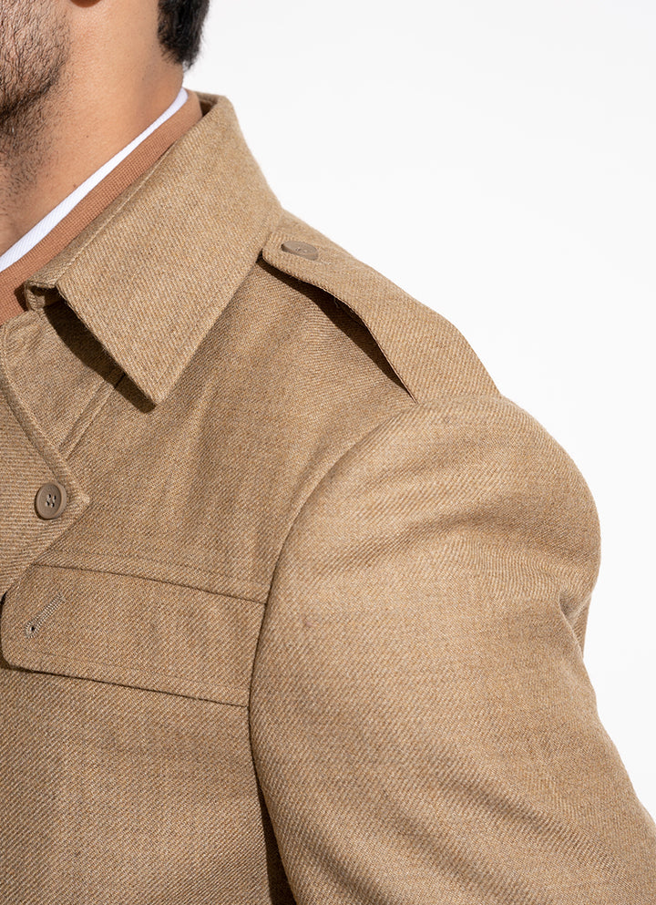 2550-00220-040-0-010 L-Double Jacket Worsted Tweed Wool Rich Brown Winter 2