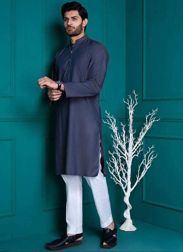 Kurta - Yarn Dyed Medium Grey Melange