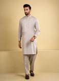 Khaki Self Stripes Textured Alpha Cotton Shalwar Kameez