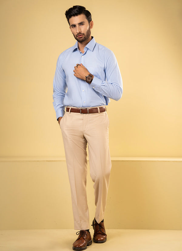 Plain Textured-Light Blue, Supernova Cotton Formal Shirt