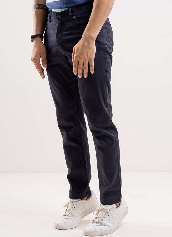 Plain Twill-Navy Blue, 5 Pocket Chino Stretch Trouser