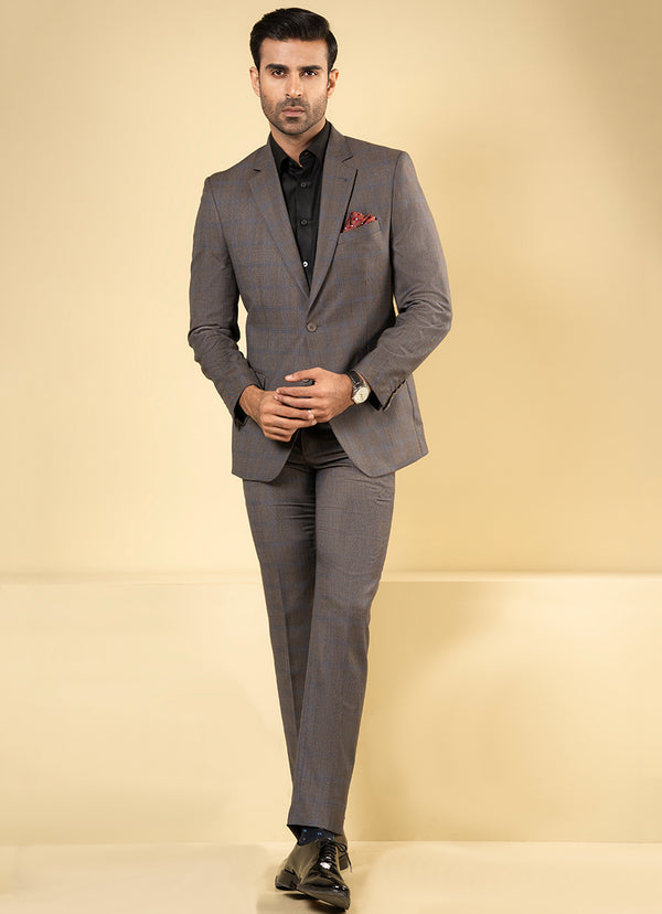 Birds Eye Textured Grey Suit