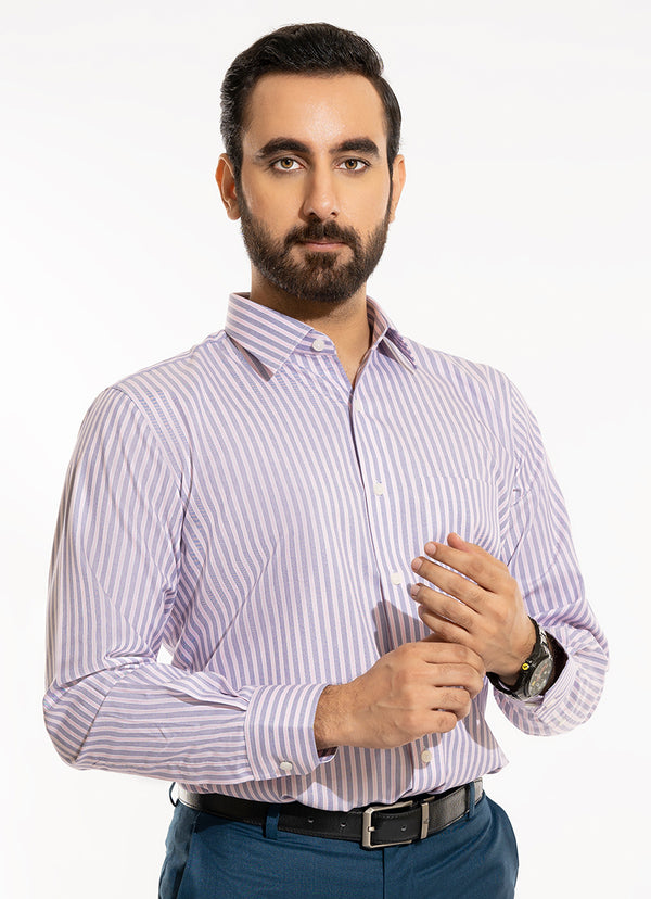 Supernova Silver - Blue/Pink Awning Stripes Formal Shirt